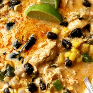 Delicious easy chicken soup with poblano and black beans served in a bowl