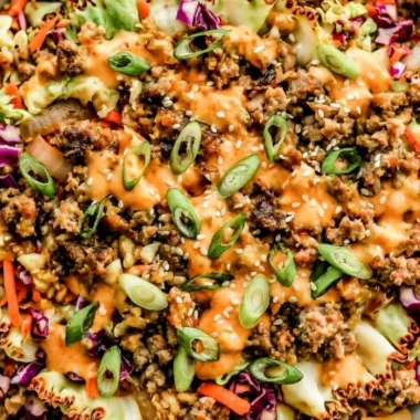 Inside out egg roll in a bowl with colorful veggies and protein