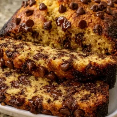 Irresistible super moist chocolate chip banana bread with chocolate chips