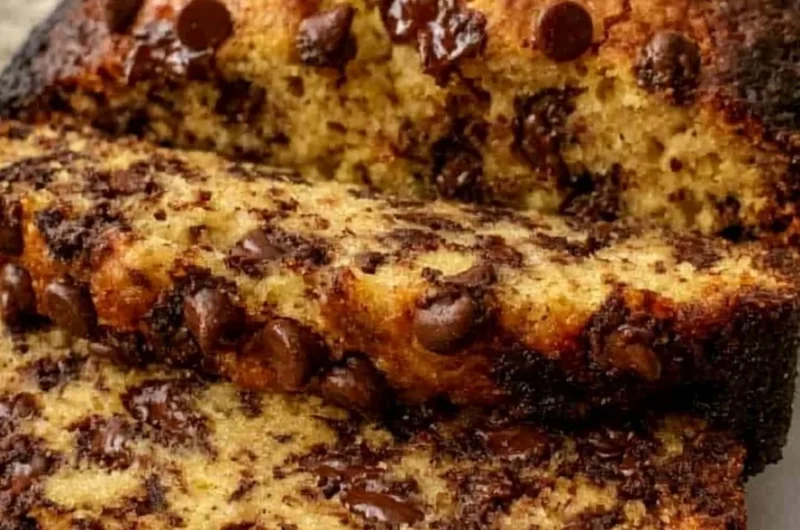 Irresistible super moist chocolate chip banana bread with chocolate chips