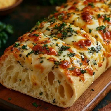 Homemade Italian herb and cheese bread with herbs and spices