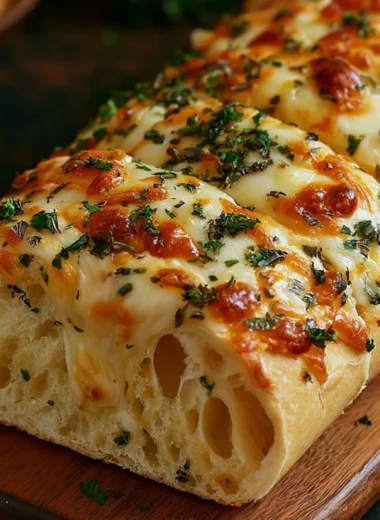 Homemade Italian herb and cheese bread with herbs and spices