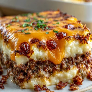 Delicious meatloaf served with mashed potatoes and melted cheese