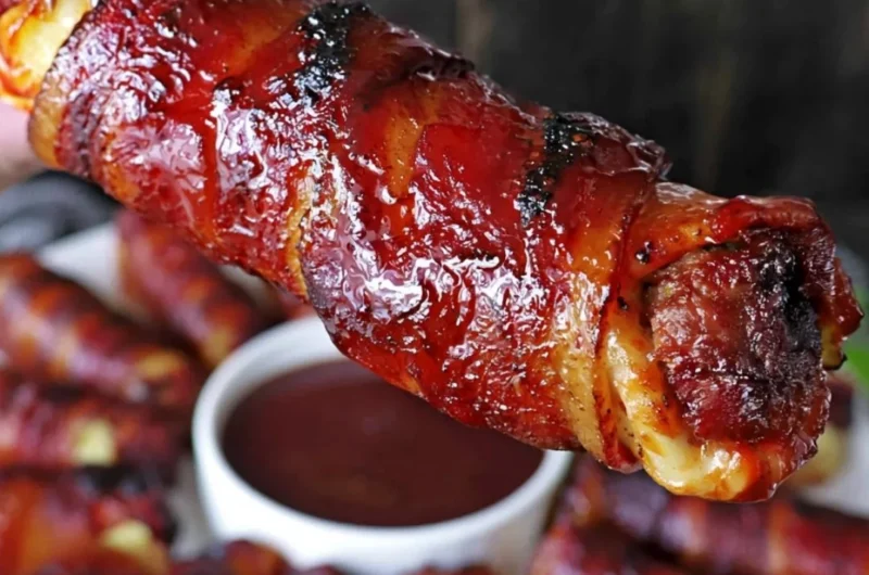 Delicious smoked shotgun shells on a platter, perfect for grilling enthusiasts.