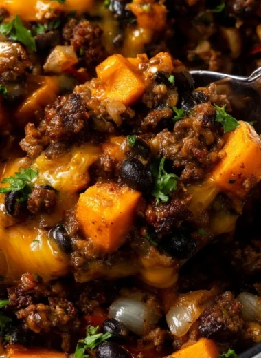 Southwestern Ground Beef Sweet Potato Skillet with vibrant ingredients