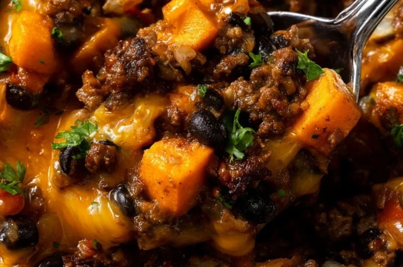 Southwestern Ground Beef Sweet Potato Skillet with vibrant ingredients