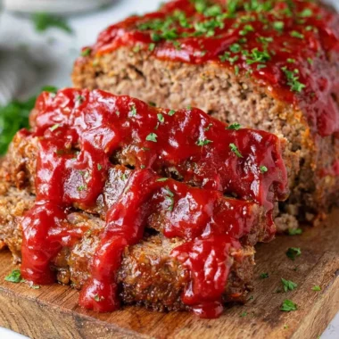 Delicious homemade meatloaf recipe ready to serve