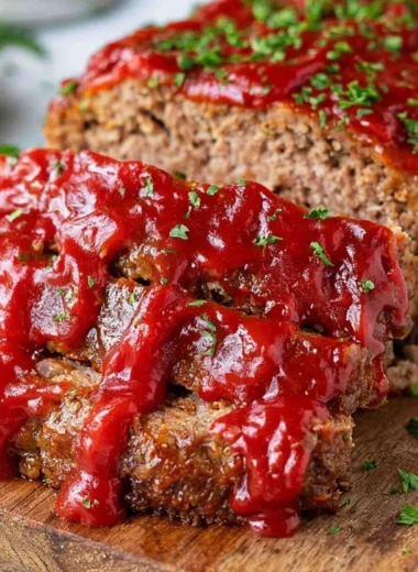 Delicious homemade meatloaf recipe ready to serve