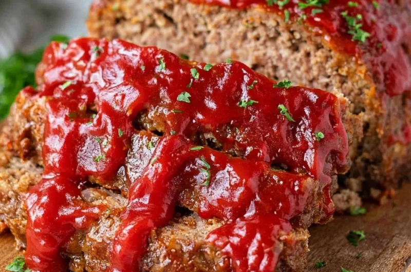 Delicious homemade meatloaf recipe ready to serve