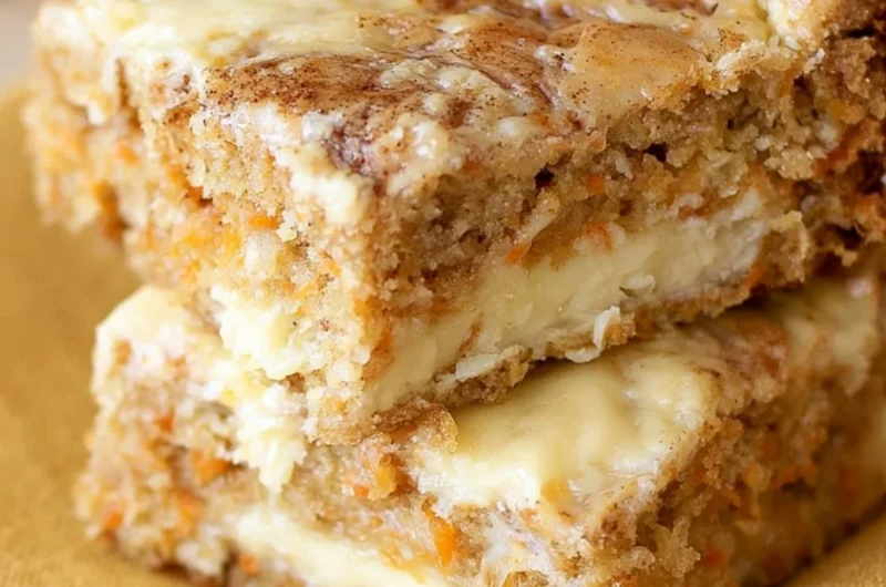 Delicious cozy carrot cake bars topped with cream cheese frosting