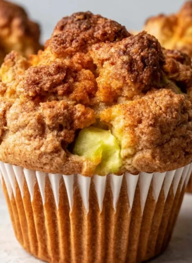 Healthy apple cinnamon muffins made with Greek yogurt, fresh apples, and spices.